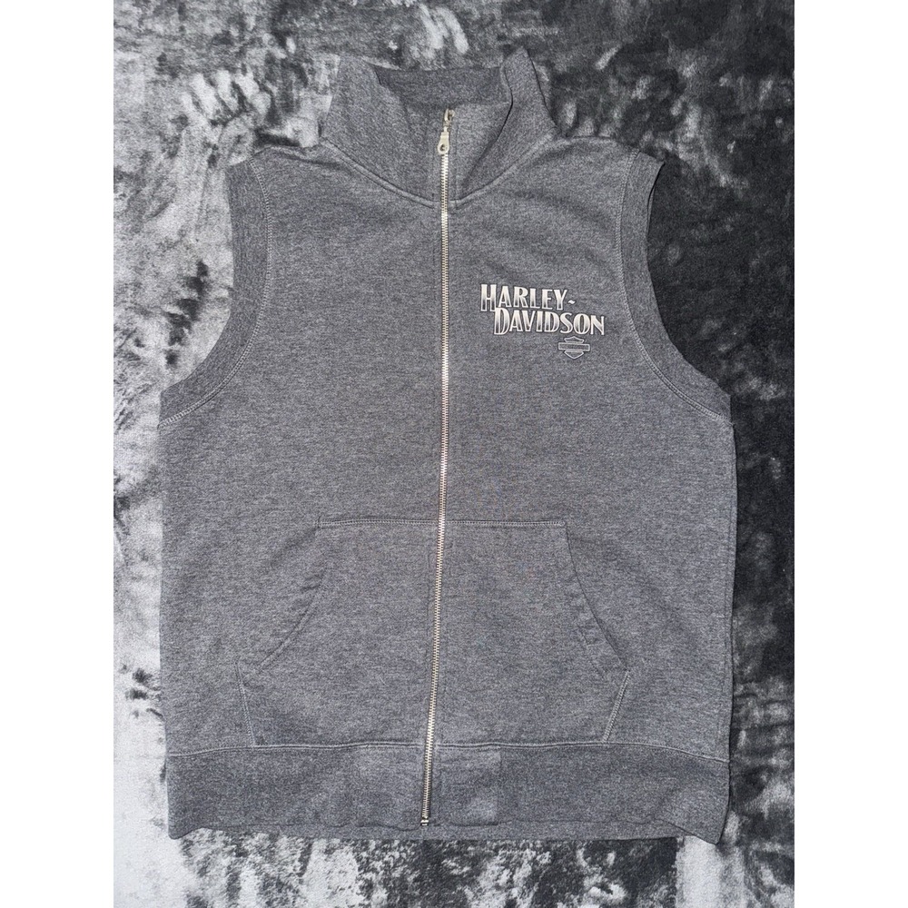 Harley Davidson Women's L Gray Full Zip Sweatshirt Vest Smoky Mountain Tennessee